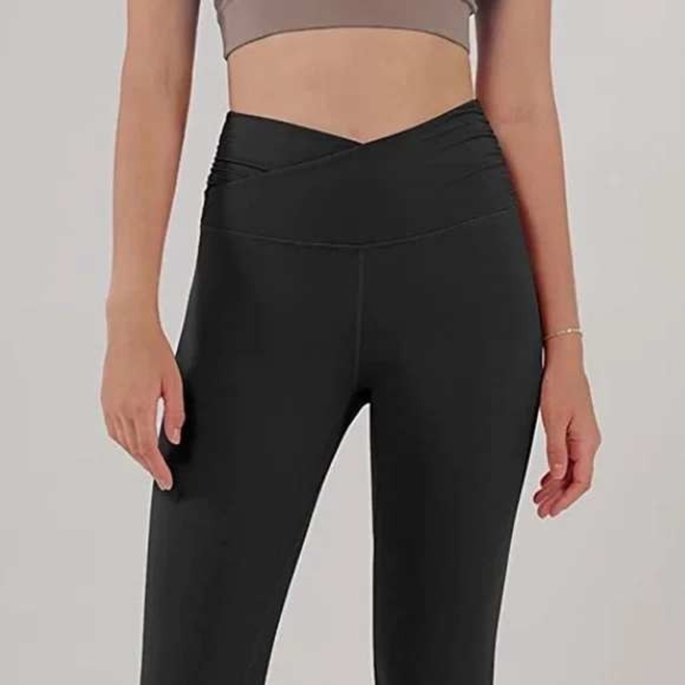 ododos Black High Waisted Athletic‎ Leggings Capri Cropped XL